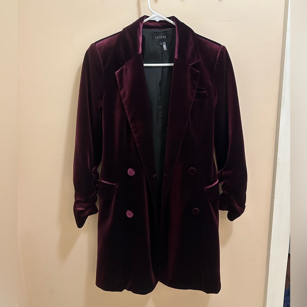 Burgundy Velvet Blazer